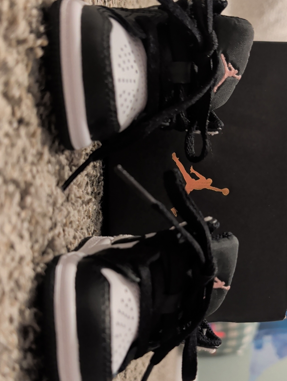 Jordan Kids' Black and White High-Top Sneakers (Girl) 2C